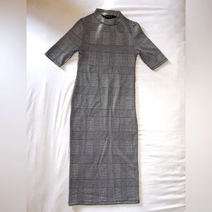 Midi Bodycon Dress || Vintage Houndstooth Pattern